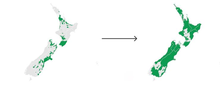 Comparing NZ's current LiDAR coverage in 2020 with expected coverage by 2024